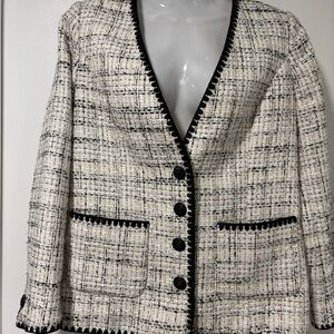 Talbots Cream and Black Textured Blazer